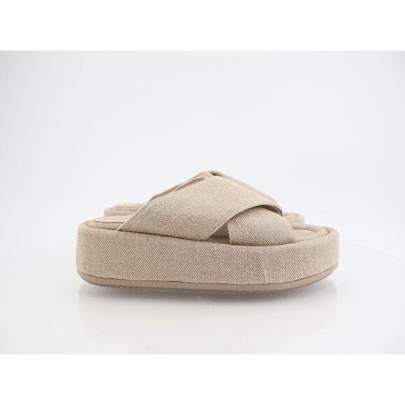 Paloma Barceló Bola Platform Sandal Slide Beige Cross Straps Size 40 9.5 Fabric - Picture 2 of 10